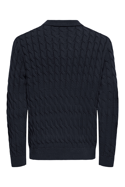 ONLY & SONS Kicker Cabel Polo Knit Dark Navy