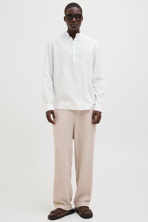 Jack & Jones Summer Half Placket Hemd Ls White