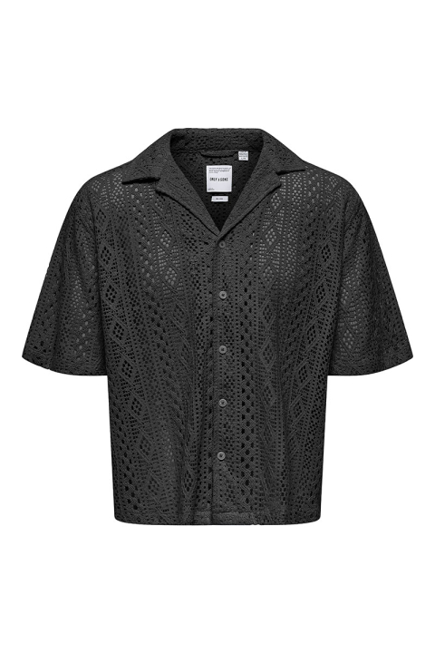 ONLY & SONS Novak Relax Resort SS Lace Hemd Black