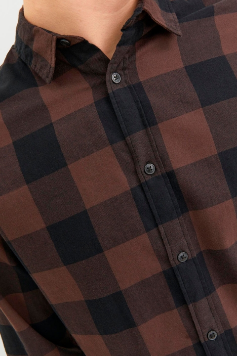 Jack & Jones Gingham Twill Hemd L/S Seal Brown