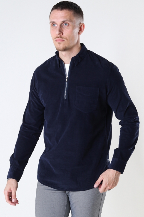 Kronstadt Johan Baby Corduroy half zip Hemd Navy