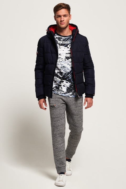 Superdry Sports Puffer Jacke Navy/Bright Red