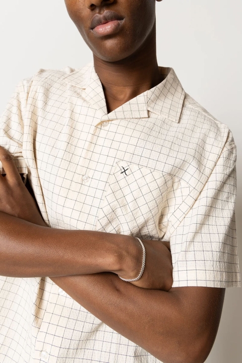 Clean Cut Copenhagen Bowling Miguel Seersucker Hemd S/S Ecru/Black Check