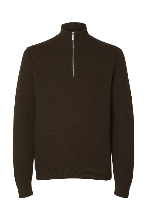 Selected Dane LS Structure Knit Kalf Zip Demitasse