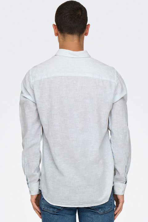 ONLY & SONS Caiden LS Stripe Linen Hemd Cashmere Blue