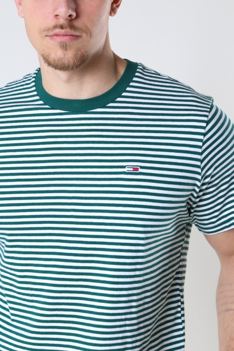 TOMMY JEANS TJM TOMMY CLASSICS STRIPE TEE Rural Green / White