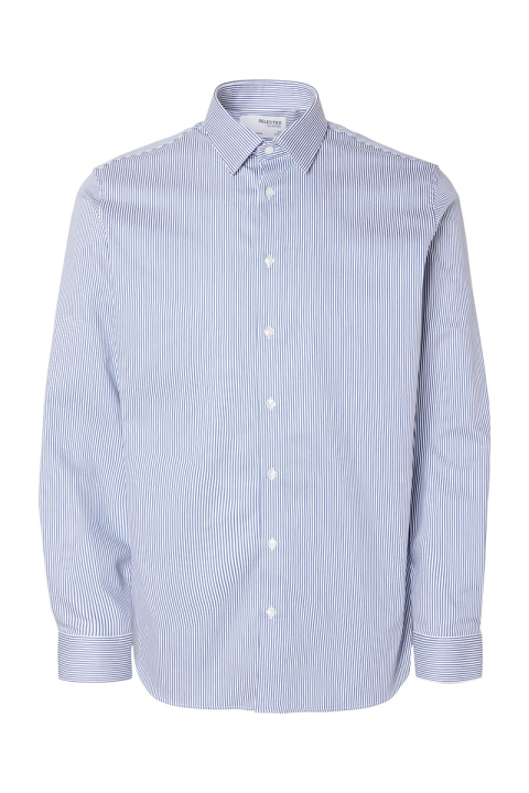 Selected Performance Stretch LS Hemd True Navy Stripe