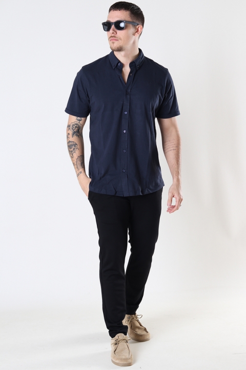 Clean Cut Copenhagen Hudson SOLID Stretch Hemd S/S Navy