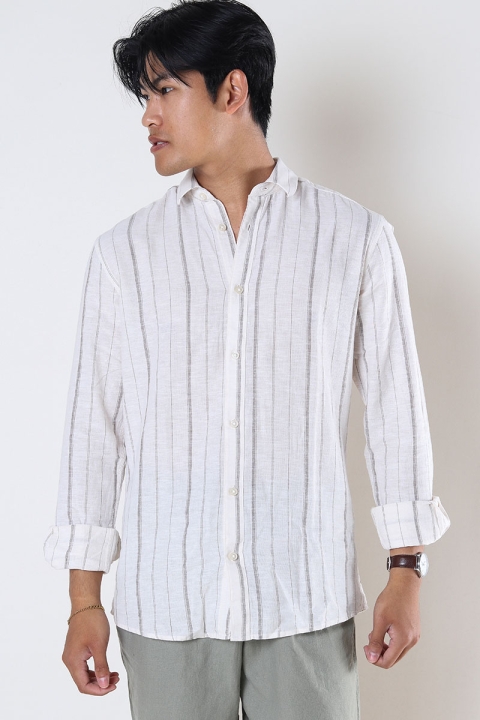ONLY & SONS Caiden LS Stripe Linen Hemd Pumice Stone