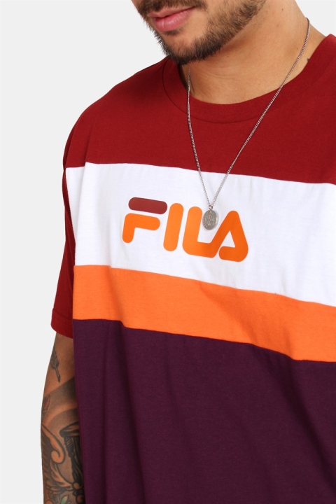 Fila Men Aaron SS T-Hemd Potent-Merlot-Bright-Wht-Harvest-Pumkin