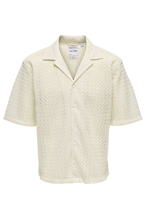ONLY & SONS Novak Relax Resort SS Zigzag Hemd Egret