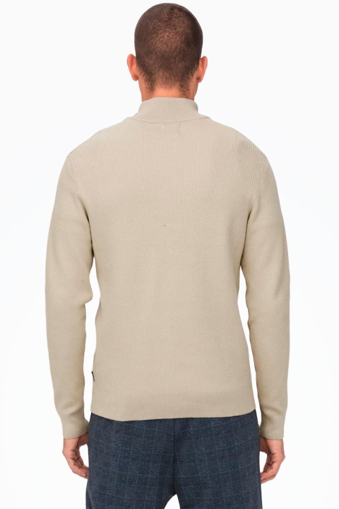 ONLY & SONS PHIL COTTON HALF ZIP KNIT Silver Lining