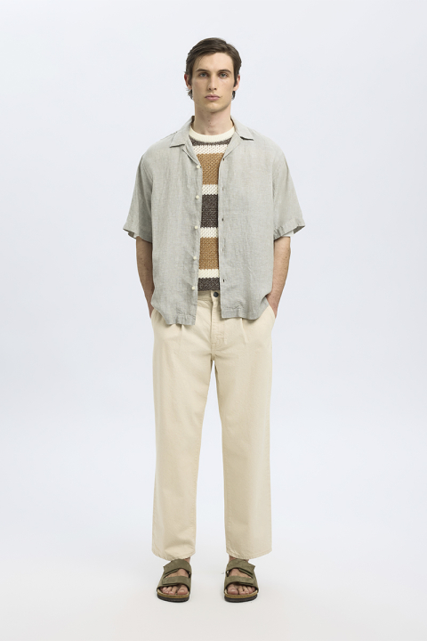 Selected Ginger SS Knit Relaxed Fit Stripe Tee Egret