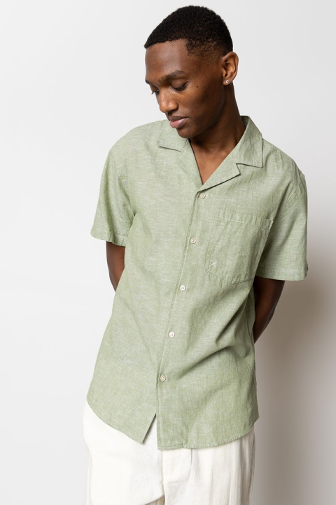 Clean Cut Copenhagen Giles Bowling Hemd S/S Green Melange