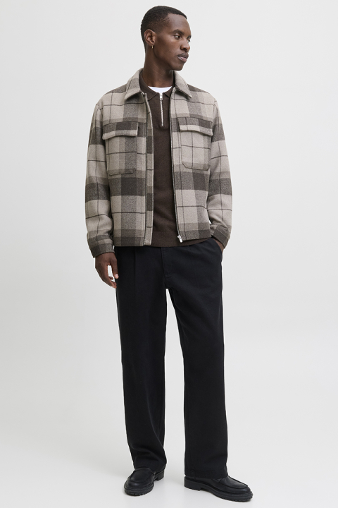 Jack & Jones Emil Knit Polo Half Zip LS Mulch