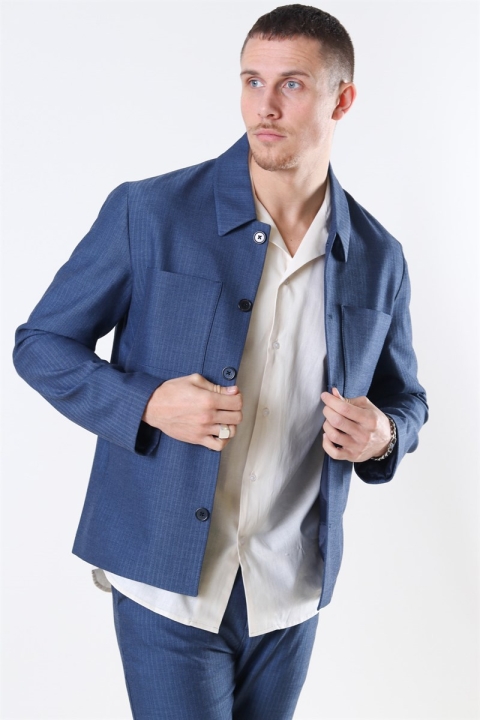 Les Deux Marseille Herringbone Jacke Dark Navy