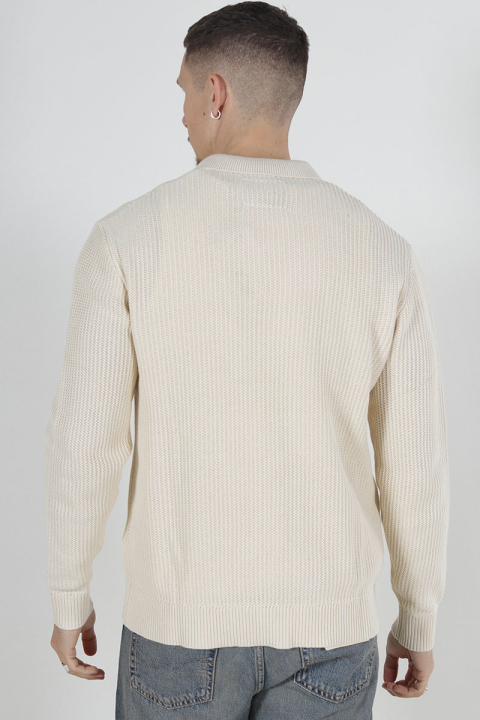 Jack & Jones Relaxed Fit Structered Knit Polo Summer Sand