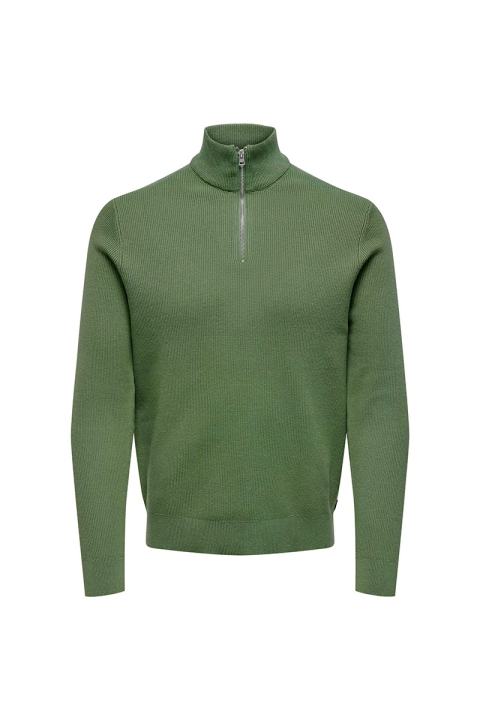 ONLY & SONS Phil Cotton Half Zip Knit Hedge Green