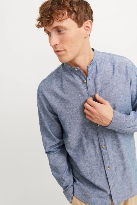 Jack & Jones Summer Band Linen Hemd LS Faded Denim