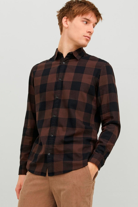 Jack & Jones Gingham Twill Hemd L/S Seal Brown