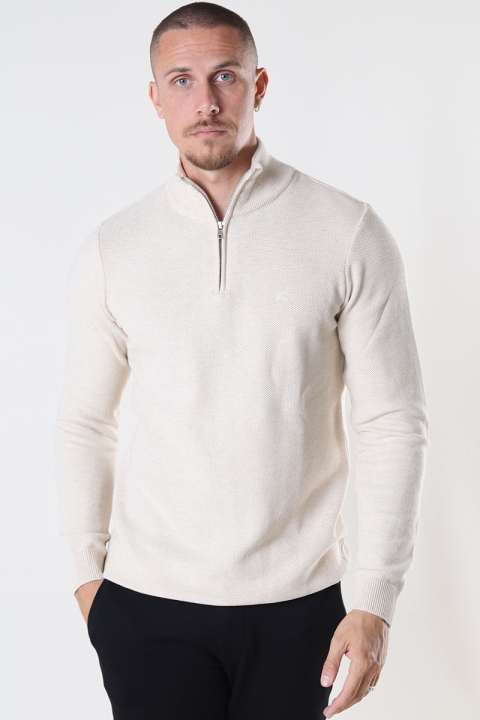 Clean Cut Copenhagen Lauritz 1/2 Zip Knit Ecru Melange