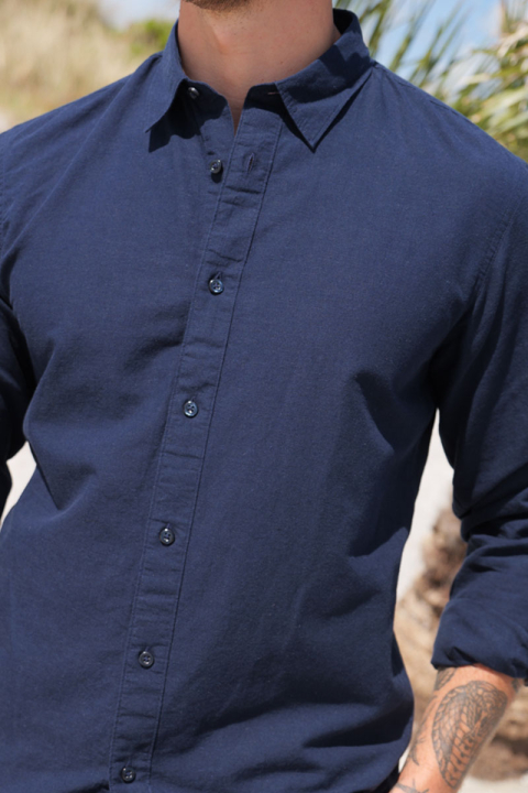 Selected Slim Sun Linen Hemd LS Sky Captain