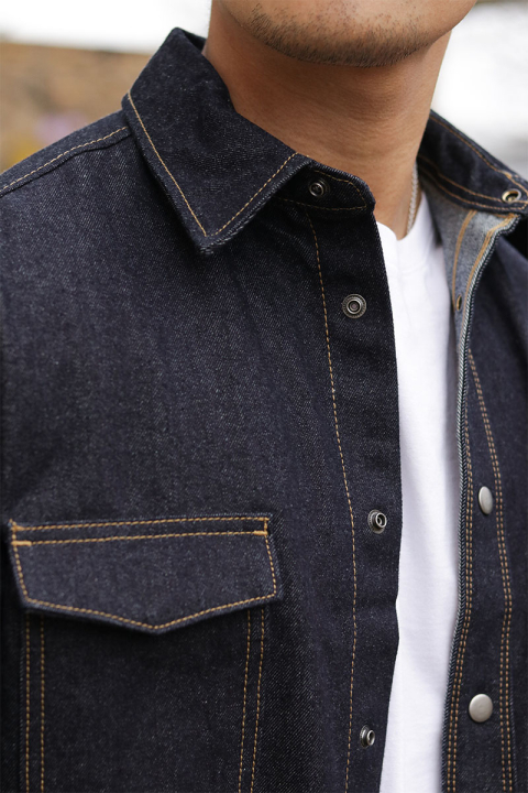 Jack & Jones Austin Wide Fit Denim Hemd LS Dark Denim