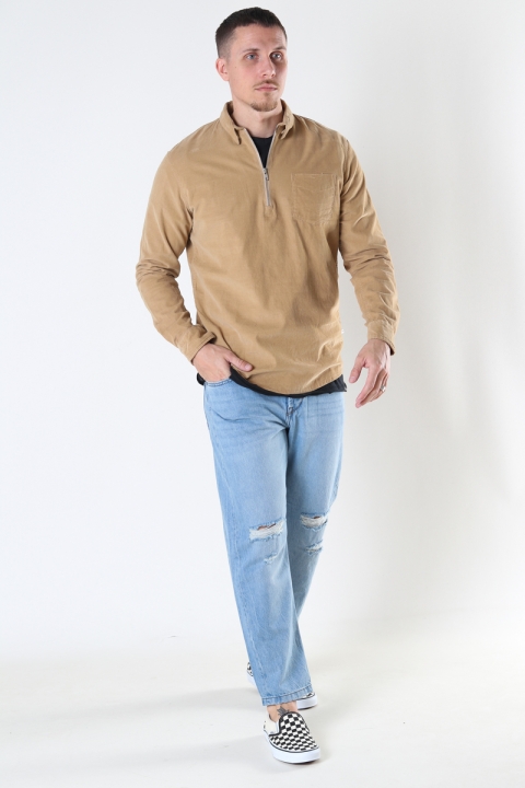 Kronstadt Johan Baby Corduroy half zip Hemd Sand