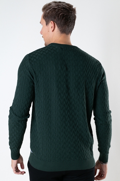 Kronstadt Bertil Cotton crew neck knit Bottle Green