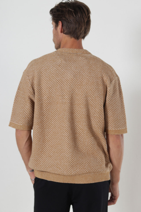 Selected Ginger SS Knit Relaxed Fit Polo Chipmunk