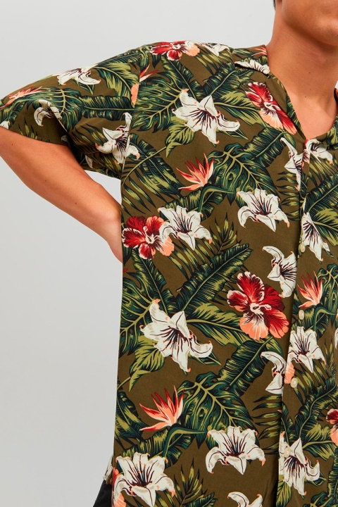 Jack & Jones Jeff Resort Floral Hemd SS Olive Night