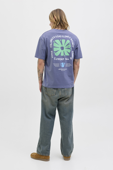 Jack & Jones Flower Market Relaxed Fit Tee Nightshadow Blue