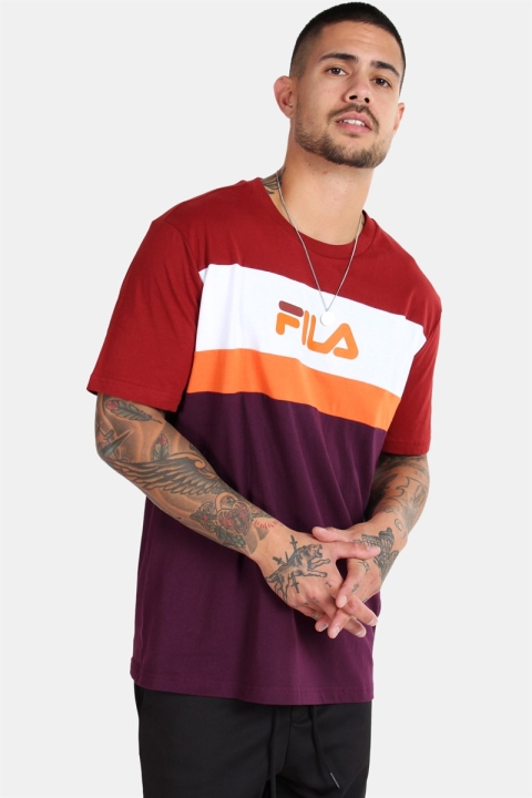 Fila Men Aaron SS T-Hemd Potent-Merlot-Bright-Wht-Harvest-Pumkin