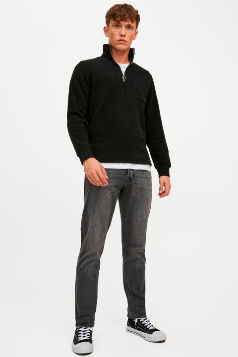 Jack & Jones JORPARTICLE SWEAT QUARTER ZIP HIGH NECK Black