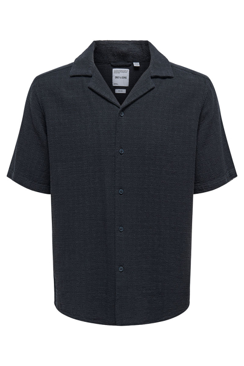 ONLY & SONS Latham Resort Linen Structure Hemd Dark Navy