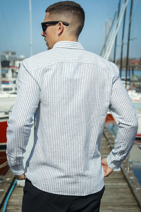 ONLY & SONS Caiden LS Stripe Linen Hemd Sea Spray
