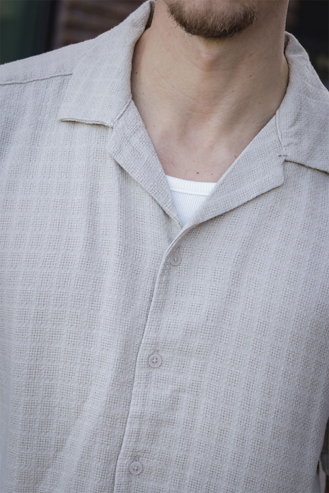 ONLY & SONS Latham Resort Linen Structure Hemd Silver Lining