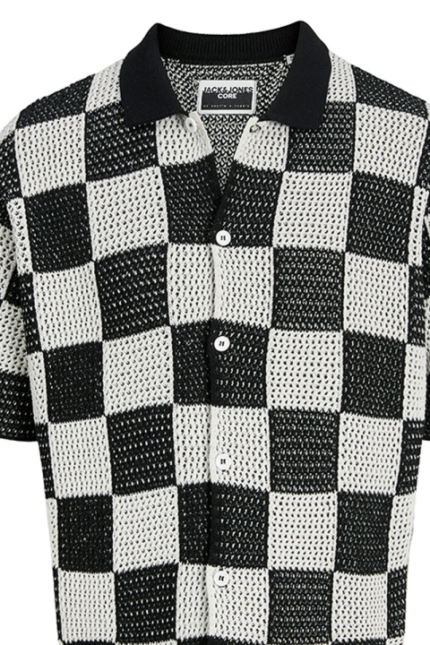 Jack & Jones Athletico Loose Fit Crochet Polo Hemd SS Black