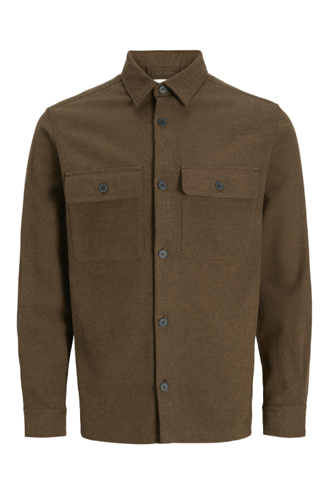 Jack & Jones Rayle Melange Solid LS Overshirt Malt Ball
