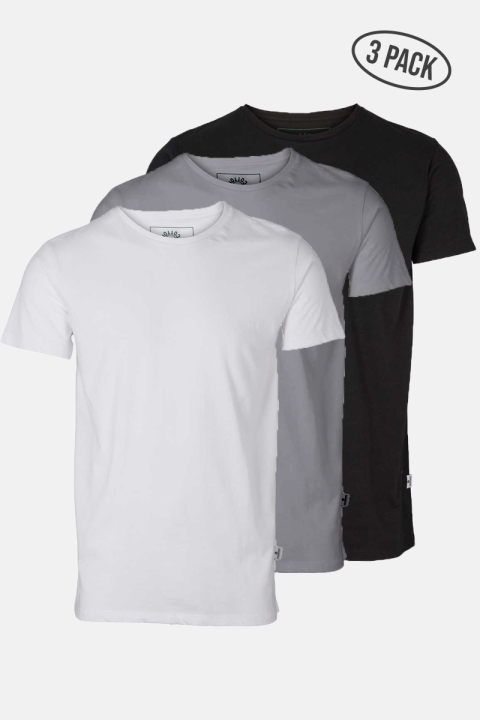 Kronstadt Elon Recycled cotton 3-pack t-Hemd White/Black/Grey