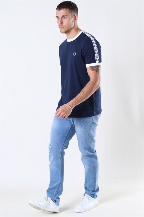 Fred Perry Taped Ringer T-Hemd Carbon Blue
