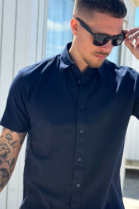 Selected Regular New Linen Hemd SS Sky Captain