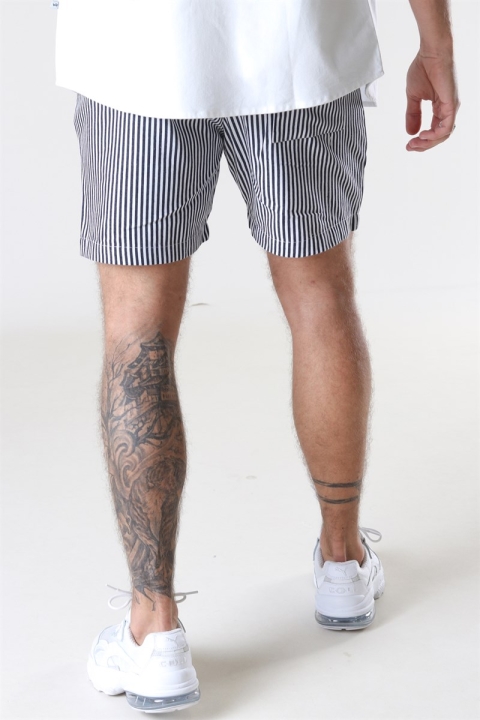 Woodbird Bommy Stripe Shorts Navy-White