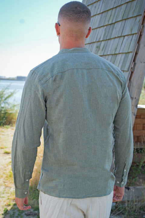 ONLY & SONS CAIDEN LS SOLID LINEN MAO Hemd Swamp