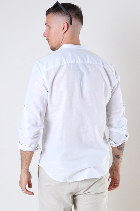 ONLY & SONS CAIDEN HALF PLACKET LINEN Hemd White