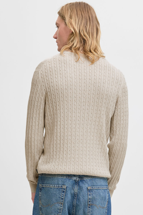 Jack & Jones Emil Knit Cable Crew Neck Oatmeal