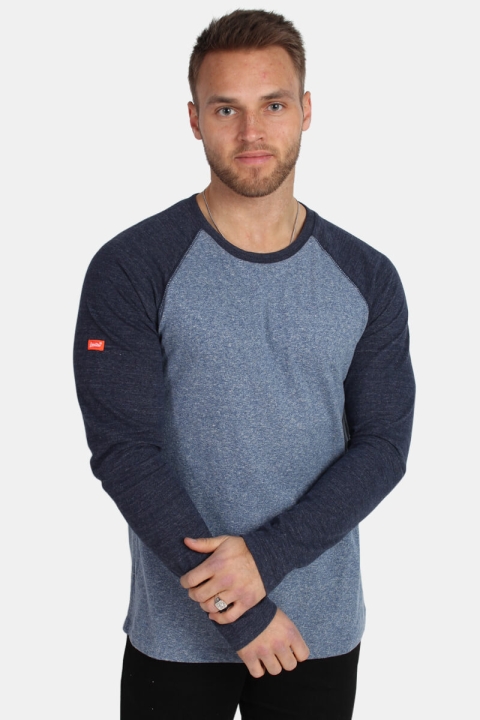 Superdry Orange Label L/S Baseball T-Hemd Mid Atlantic Blue Grit