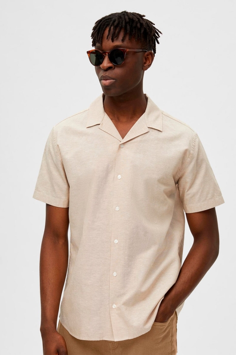 Selected SLHREGNEW-LINEN Hemd SS RESORT W Kelp