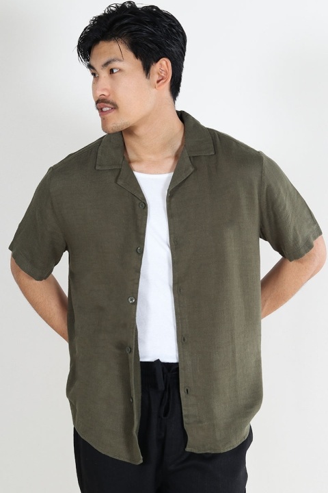 ONLY & SONS Kari Relaxed Cuba Hemd Viscose Linen Olive Night