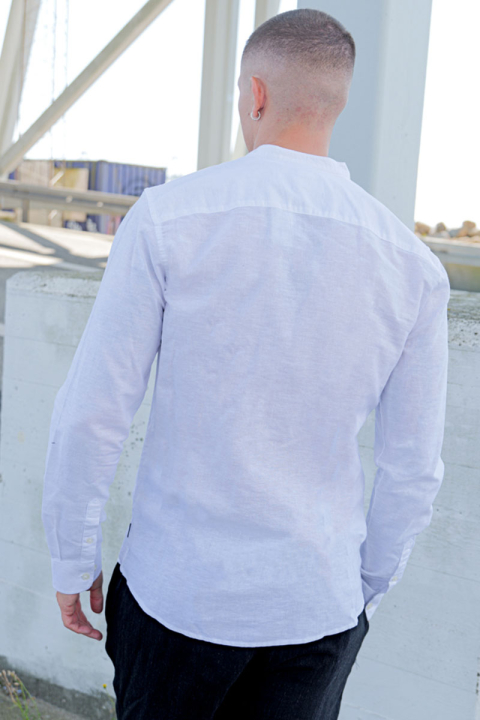 ONLY & SONS CAIDEN LS SOLID LINEN MAO Hemd White